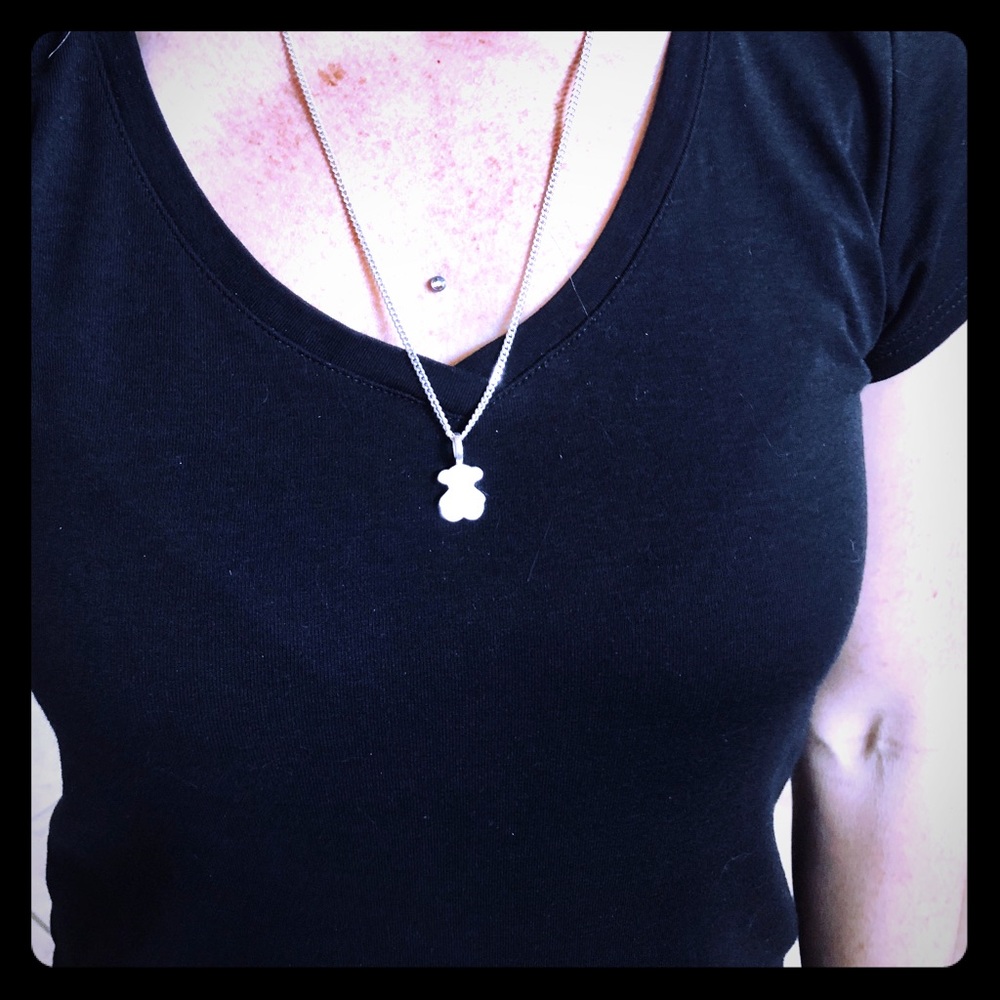 TOUS Sterling silver & Onyx/Mother of Pearl Teddy
